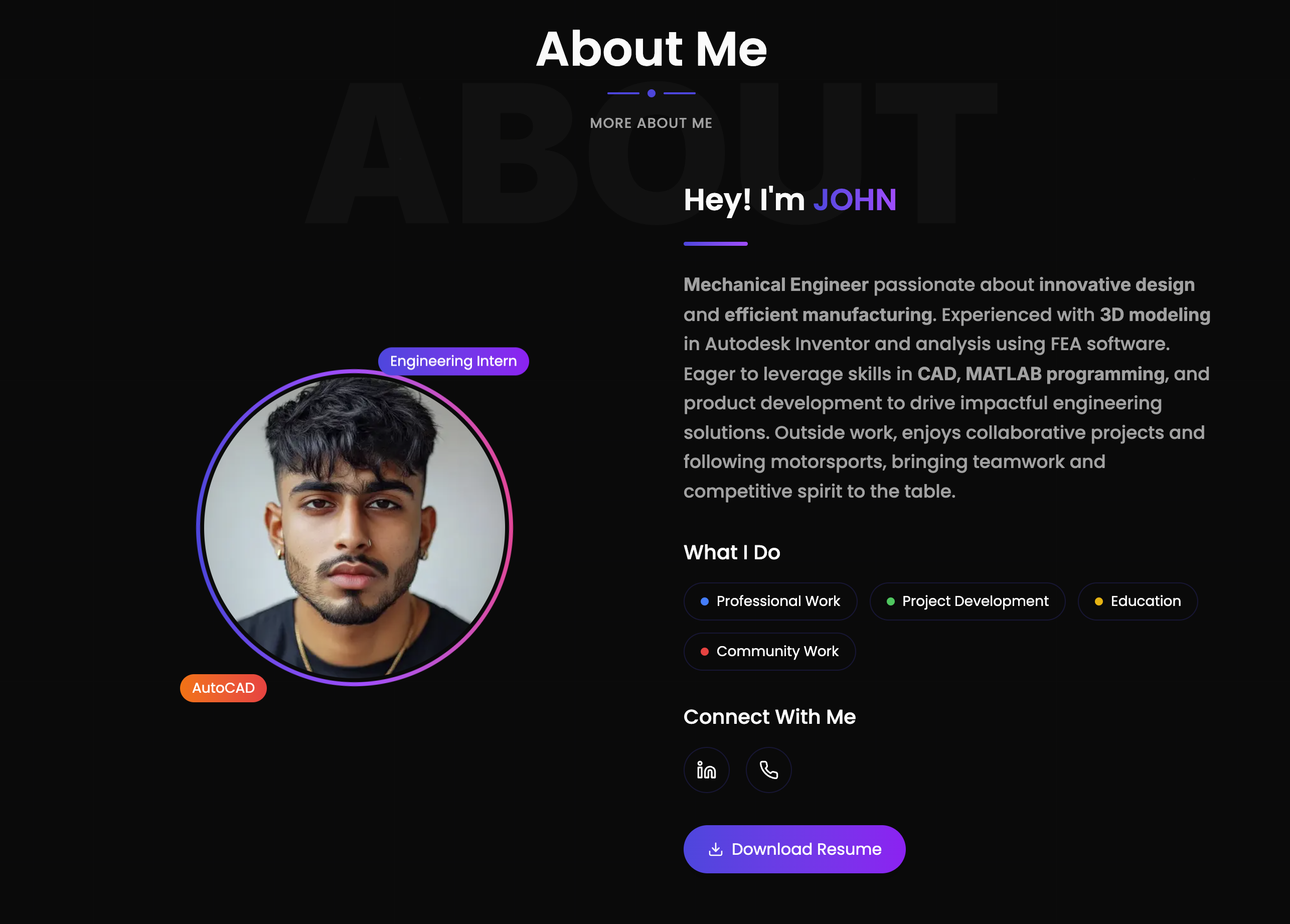 Classic portfolio design