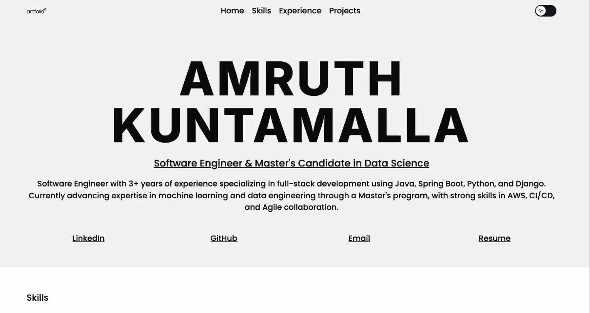 Minimalist portfolio design